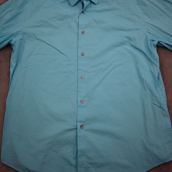 Alfani Shirt Mens L Blue Button Up Long Sleeve Stretch Slim Fit Collared Top - Picture 12 of 16